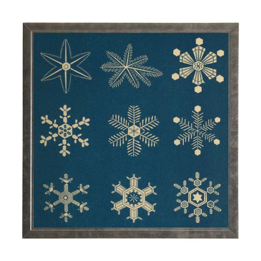 Vintage Snowflake Illustrations On A Navy Background