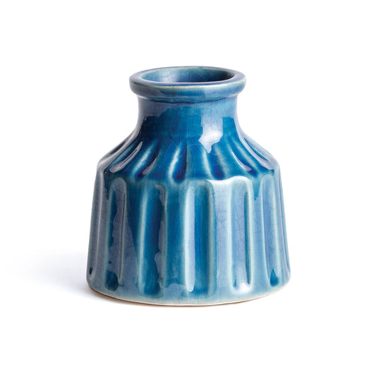 Brittani Bottle Vase, Blue: Blue / Ceramic