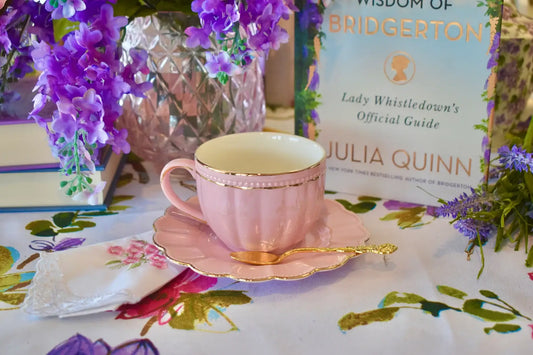 Timeless Beauty Blush Pink Rose Pearl Teacup and Saucer